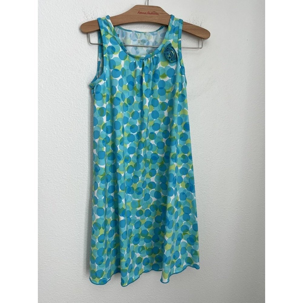 Garnet Hill Girls Large Swing Tank Dress Sun Water Beach Wear Blue Dot